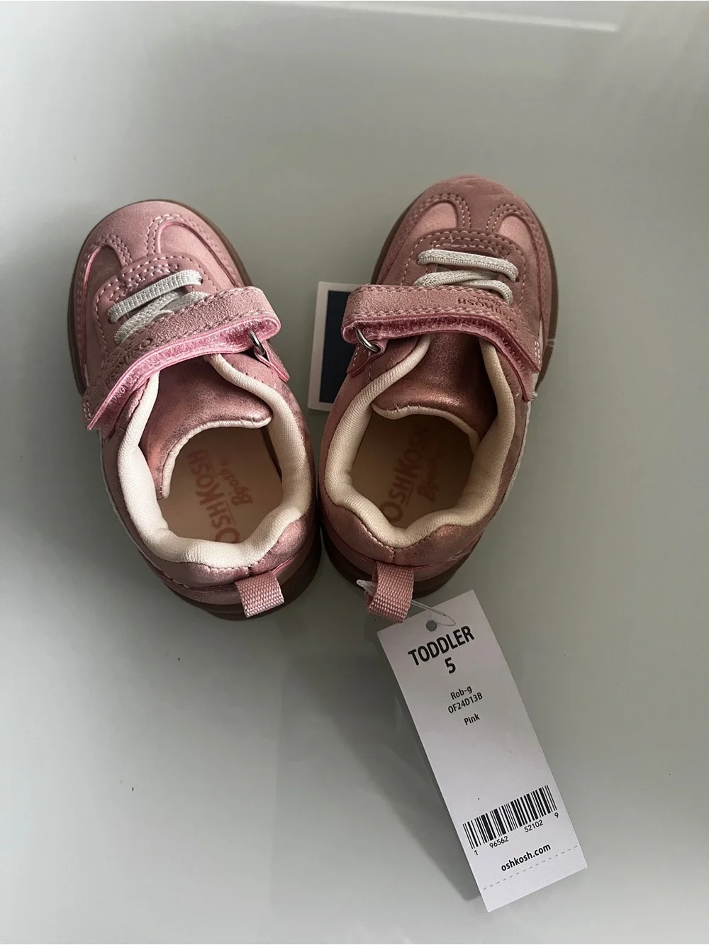 OshKosh B'gosh Rose Pink Kids Sneakers with Hook-and-Loop Strap